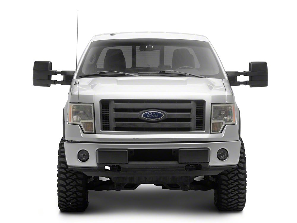 RedRock Powered Heated Tow Mirrors with Puddle Light and Amber LED Turn Signals; Black (04-14 F-150)