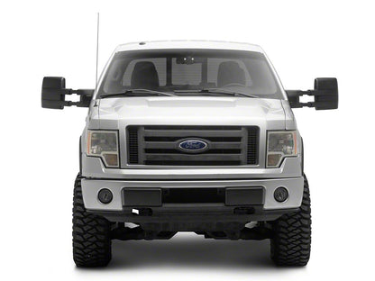 RedRock Powered Heated Tow Mirrors with Puddle Light and Amber LED Turn Signals; Black (04-14 F-150)