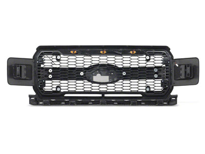 RedRock Upper Replacement Grille with LED DRL, Turn Signals and Amber Running Lights; Matte Black (18-20 F-150, Excluding Raptor)
