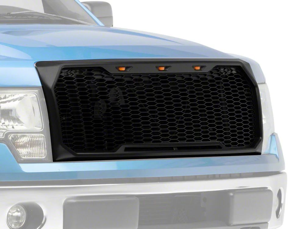 RedRock Baja Upper Replacement Grille with LED Lighting; Matte Black (09-14 F-150, Excluding Raptor)