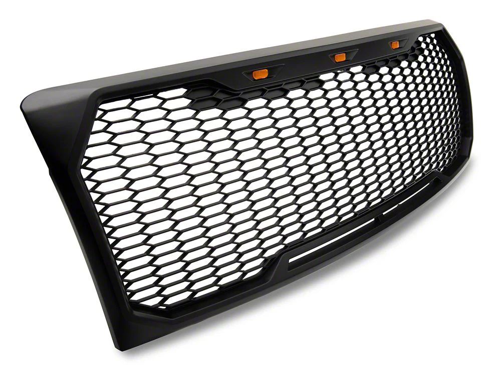 RedRock Baja Upper Replacement Grille with LED Lighting; Matte Black (09-14 F-150, Excluding Raptor)
