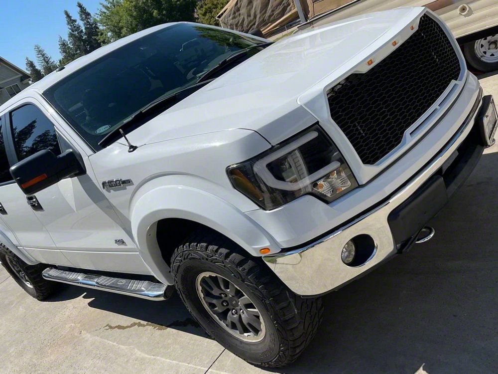 RedRock Baja Upper Replacement Grille with LED Lighting; Matte Black (09-14 F-150, Excluding Raptor)