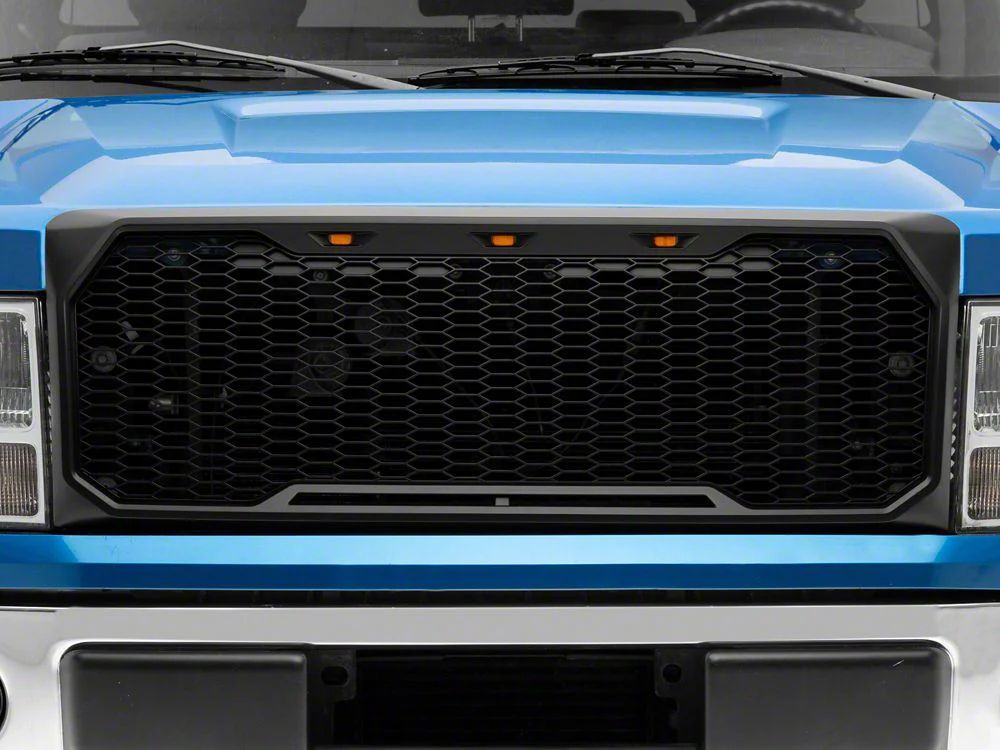 RedRock Baja Upper Replacement Grille with LED Lighting; Matte Black (09-14 F-150, Excluding Raptor)