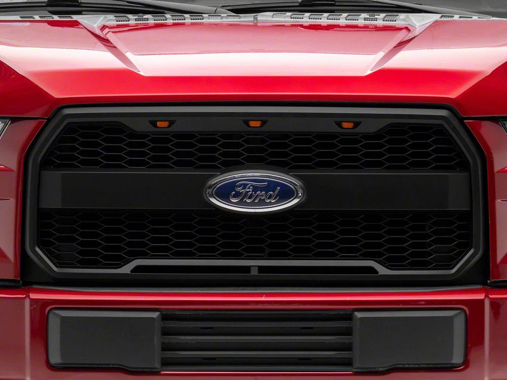 RedRock Baja Upper Replacement Grille with LED Lighting; Matte Black (15-17 F-150, Excluding Raptor)