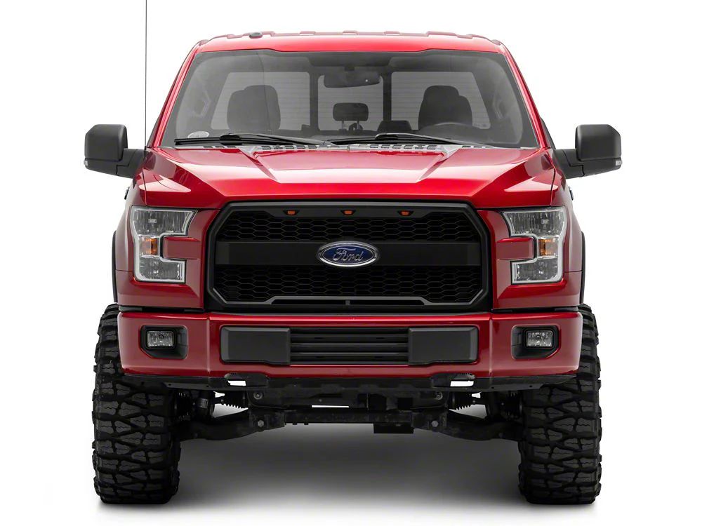 RedRock Baja Upper Replacement Grille with LED Lighting; Matte Black (15-17 F-150, Excluding Raptor)