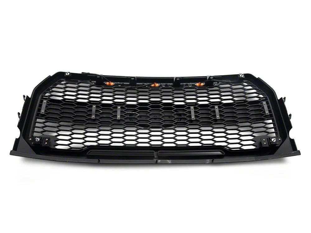 RedRock Baja Upper Replacement Grille with LED Lighting; Matte Black (15-17 F-150, Excluding Raptor)