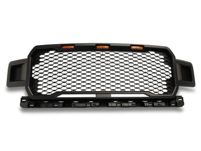 RedRock Baja Upper Replacement Grille with LED Lighting; Matte Black (18-20 F-150, Excluding Raptor)