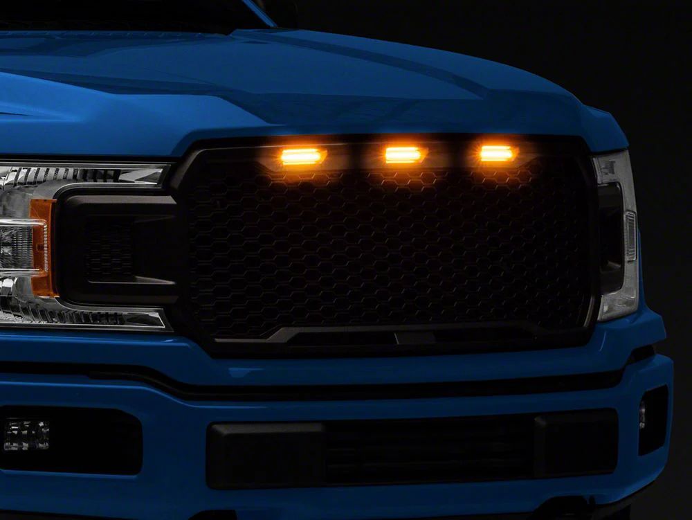 RedRock Baja Upper Replacement Grille with LED Lighting; Matte Black (18-20 F-150, Excluding Raptor)