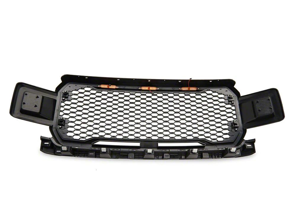 RedRock Baja Upper Replacement Grille with LED Lighting; Matte Black (18-20 F-150, Excluding Raptor)