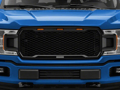 RedRock Baja Upper Replacement Grille with LED Lighting; Matte Black (18-20 F-150, Excluding Raptor)