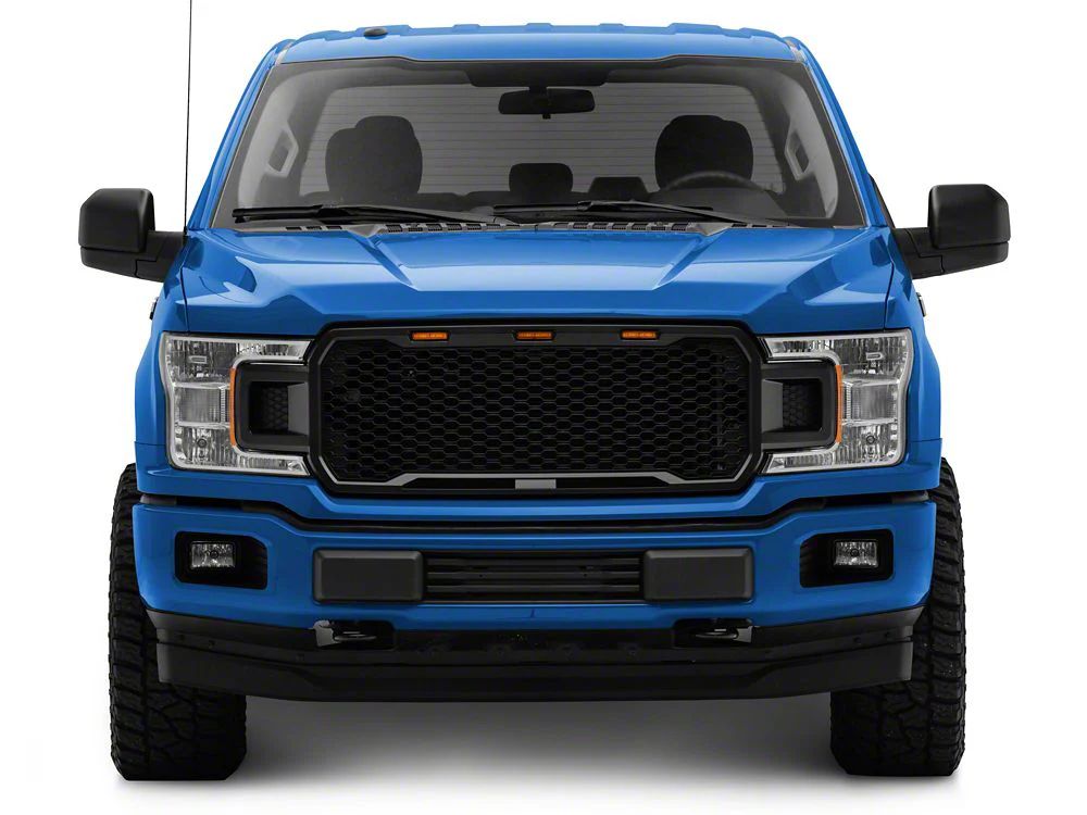 RedRock Baja Upper Replacement Grille with LED Lighting; Matte Black (18-20 F-150, Excluding Raptor)