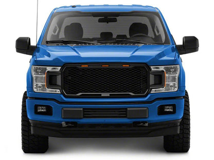 RedRock Baja Upper Replacement Grille with LED Lighting; Matte Black (18-20 F-150, Excluding Raptor)