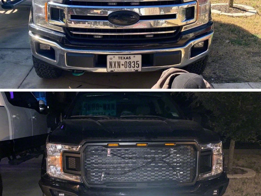 RedRock Baja Upper Replacement Grille with LED Lighting; Matte Black (18-20 F-150, Excluding Raptor)
