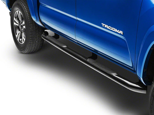 RedRock 3-Inch Side Step Bars; Black (05-23 Tacoma Double Cab)