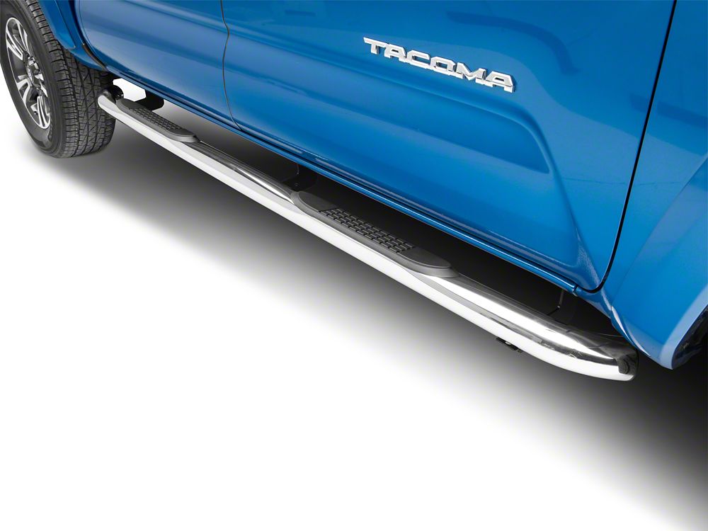 RedRock 3-Inch Side Step Bars; Stainless Steel (05-23 Tacoma Double Cab)