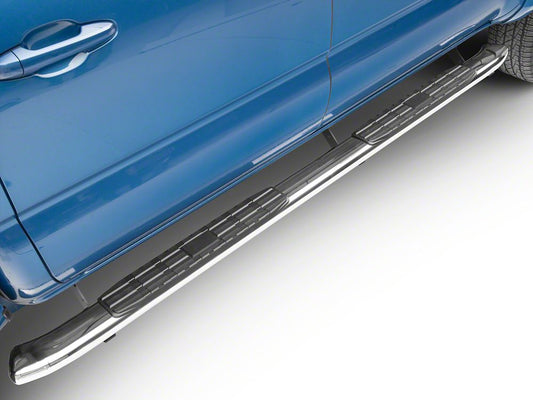 RedRock 4-Inch Oval Bent End PNC Side Step Bars; Stainless Steel (05-23 Tacoma Double Cab)