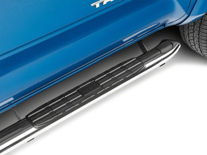 RedRock 4-Inch Oval Bent End PNC Side Step Bars; Stainless Steel (05-23 Tacoma Double Cab)