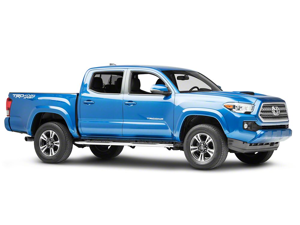 RedRock 4-Inch Oval Bent End PNC Side Step Bars; Stainless Steel (05-23 Tacoma Double Cab)