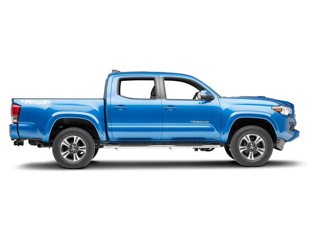 RedRock 4-Inch Oval Bent End PNC Side Step Bars; Stainless Steel (05-23 Tacoma Double Cab)