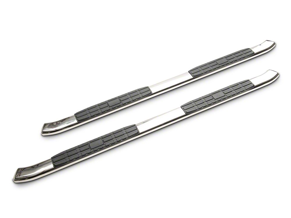 RedRock 4-Inch Oval Bent End PNC Side Step Bars; Stainless Steel (05-23 Tacoma Double Cab)