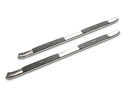 RedRock 4-Inch Oval Bent End PNC Side Step Bars; Stainless Steel (05-23 Tacoma Double Cab)