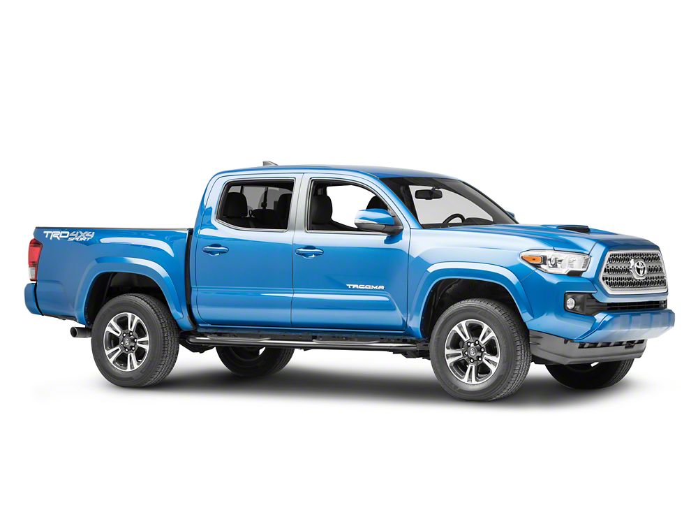 RedRock 4-Inch Oval Bent End Side Step Bars; Black (05-23 Tacoma Double Cab)