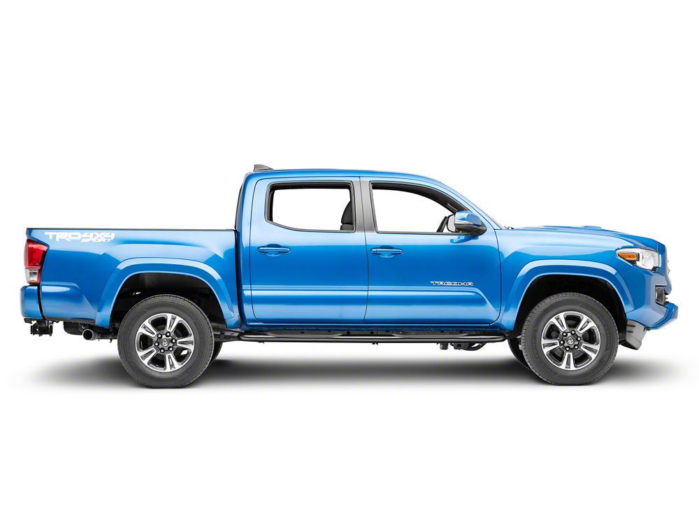 RedRock 4-Inch Oval Bent End Side Step Bars; Black (05-23 Tacoma Double Cab)