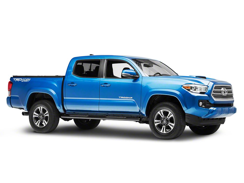 RedRock 4-Inch Oval Straight End Side Step Bars; Black (05-23 Tacoma Double Cab)