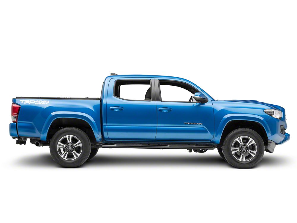 RedRock 4-Inch Oval Straight End Side Step Bars; Black (05-23 Tacoma Double Cab)