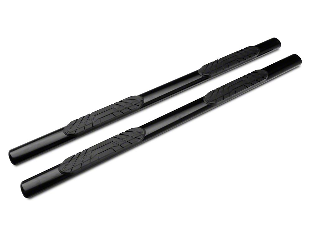 RedRock 4-Inch Oval Straight End Side Step Bars; Black (05-23 Tacoma Double Cab)