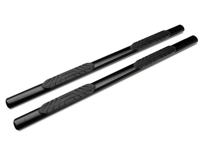 RedRock 4-Inch Oval Straight End Side Step Bars; Black (05-23 Tacoma Double Cab)