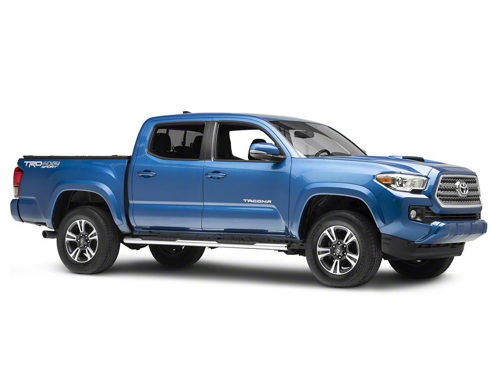 RedRock 4-Inch Oval Straight End Side Step Bars; Stainless Steel (05-23 Tacoma Double Cab)