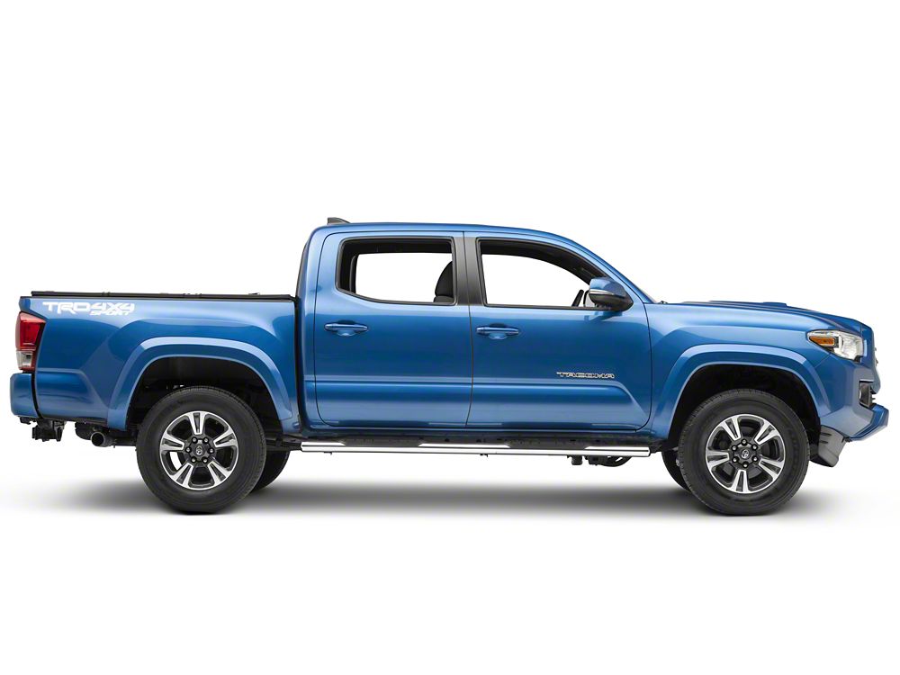 RedRock 4-Inch Oval Straight End Side Step Bars; Stainless Steel (05-23 Tacoma Double Cab)