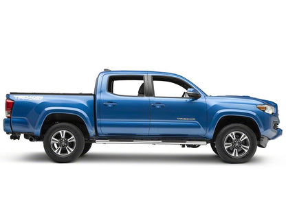 RedRock 4-Inch Oval Straight End Side Step Bars; Stainless Steel (05-23 Tacoma Double Cab)