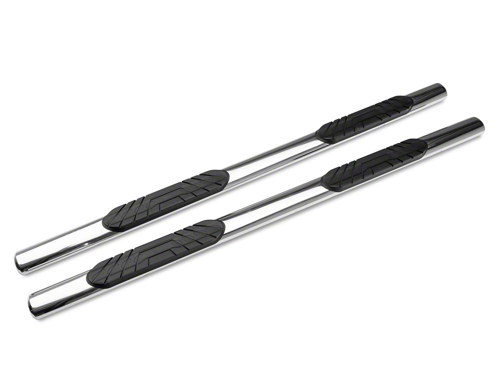 RedRock 4-Inch Oval Straight End Side Step Bars; Stainless Steel (05-23 Tacoma Double Cab)