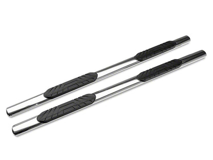 RedRock 4-Inch Oval Straight End Side Step Bars; Stainless Steel (05-23 Tacoma Double Cab)