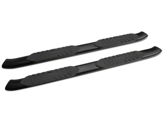 RedRock 5-Inch Oval Bent End Side Step Bars; Black (05-23 Tacoma Access Cab)