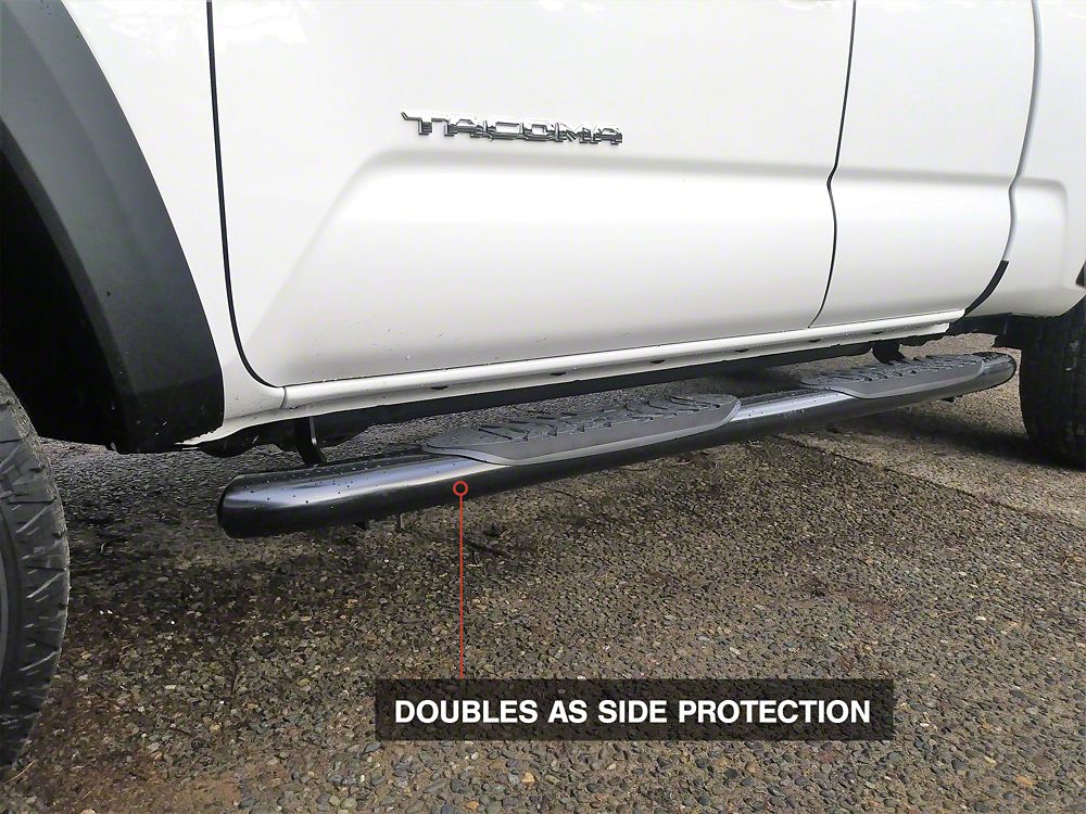 RedRock 5-Inch Oval Bent End Side Step Bars; Black (05-23 Tacoma Access Cab)