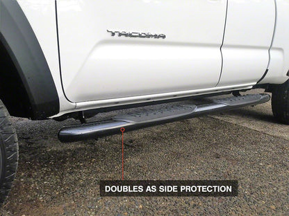 RedRock 5-Inch Oval Bent End Side Step Bars; Black (05-23 Tacoma Access Cab)