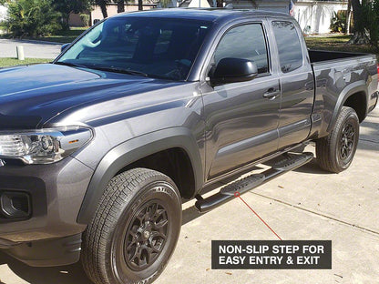 RedRock 5-Inch Oval Bent End Side Step Bars; Black (05-23 Tacoma Access Cab)