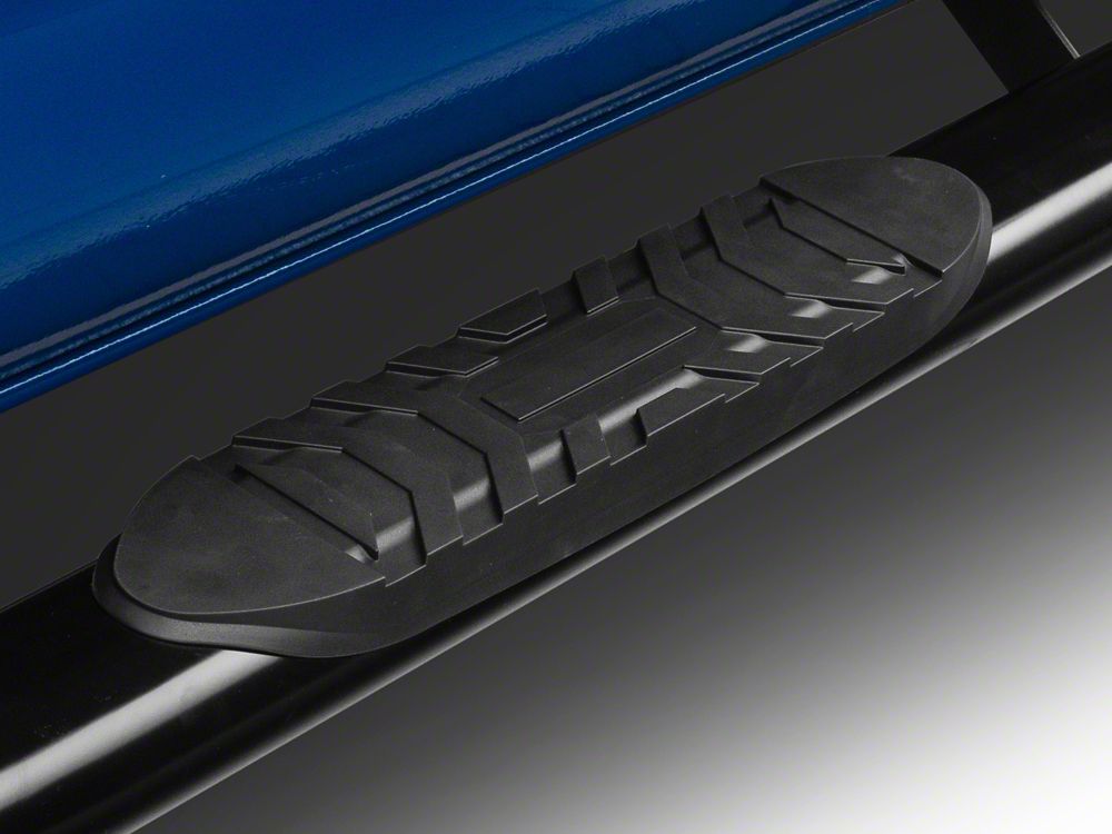 RedRock 5-Inch Oval Bent End Side Step Bars; Black (05-23 Tacoma Double Cab)