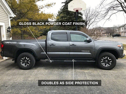 RedRock 5-Inch Oval Bent End Side Step Bars; Black (05-23 Tacoma Double Cab)