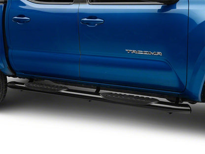 RedRock 5-Inch Oval Bent End Side Step Bars; Black (05-23 Tacoma Double Cab)