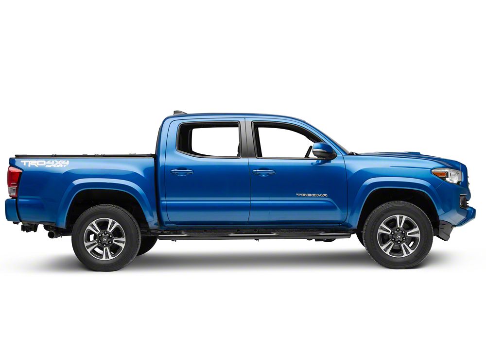 RedRock 5-Inch Oval Bent End Side Step Bars; Black (05-23 Tacoma Double Cab)