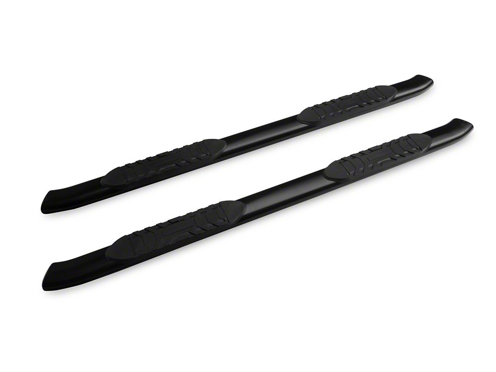 RedRock 5-Inch Oval Bent End Side Step Bars; Black (05-23 Tacoma Double Cab)