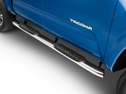 RedRock 5-Inch Oval Bent End Side Step Bars; Stainless Steel (05-23 Tacoma Double Cab)