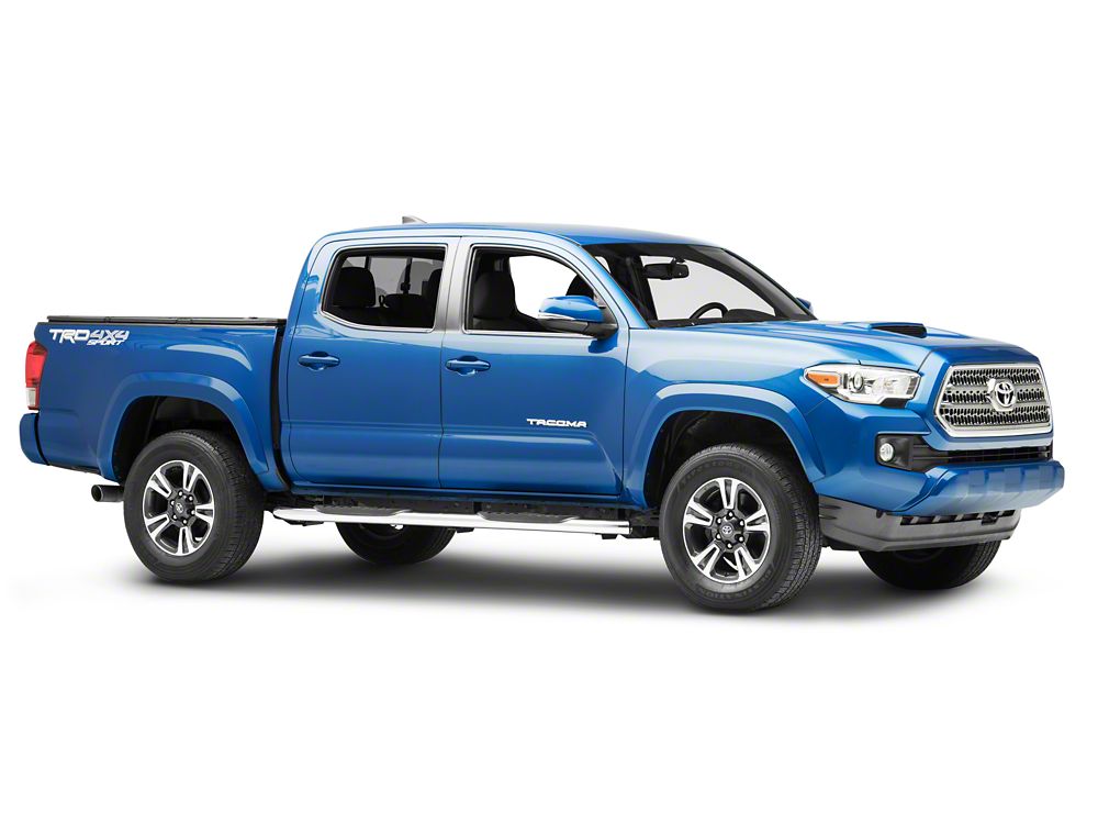RedRock 5-Inch Oval Bent End Side Step Bars; Stainless Steel (05-23 Tacoma Double Cab)