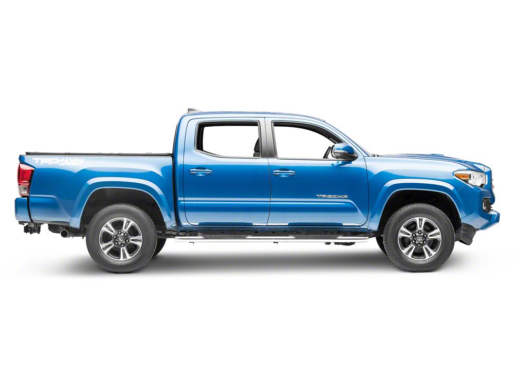 RedRock 5-Inch Oval Bent End Side Step Bars; Stainless Steel (05-23 Tacoma Double Cab)