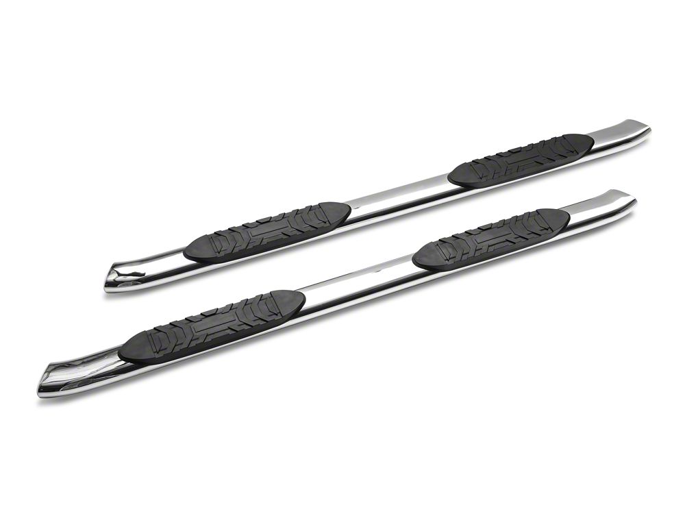RedRock 5-Inch Oval Bent End Side Step Bars; Stainless Steel (05-23 Tacoma Double Cab)