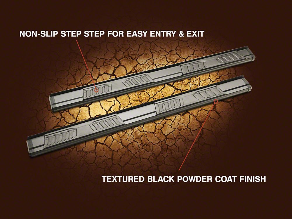 RedRock S6 Running Boards; Black (05-23 Tacoma Double Cab)